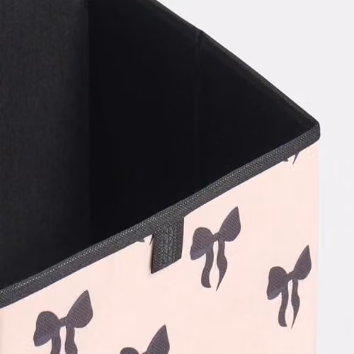 OHS Set of 2 Foldable Fabric Storage Cubes with Handles, Black, White and Beige, W/D/H: 27.0 x 27.0 x 27.0 cm – 4
