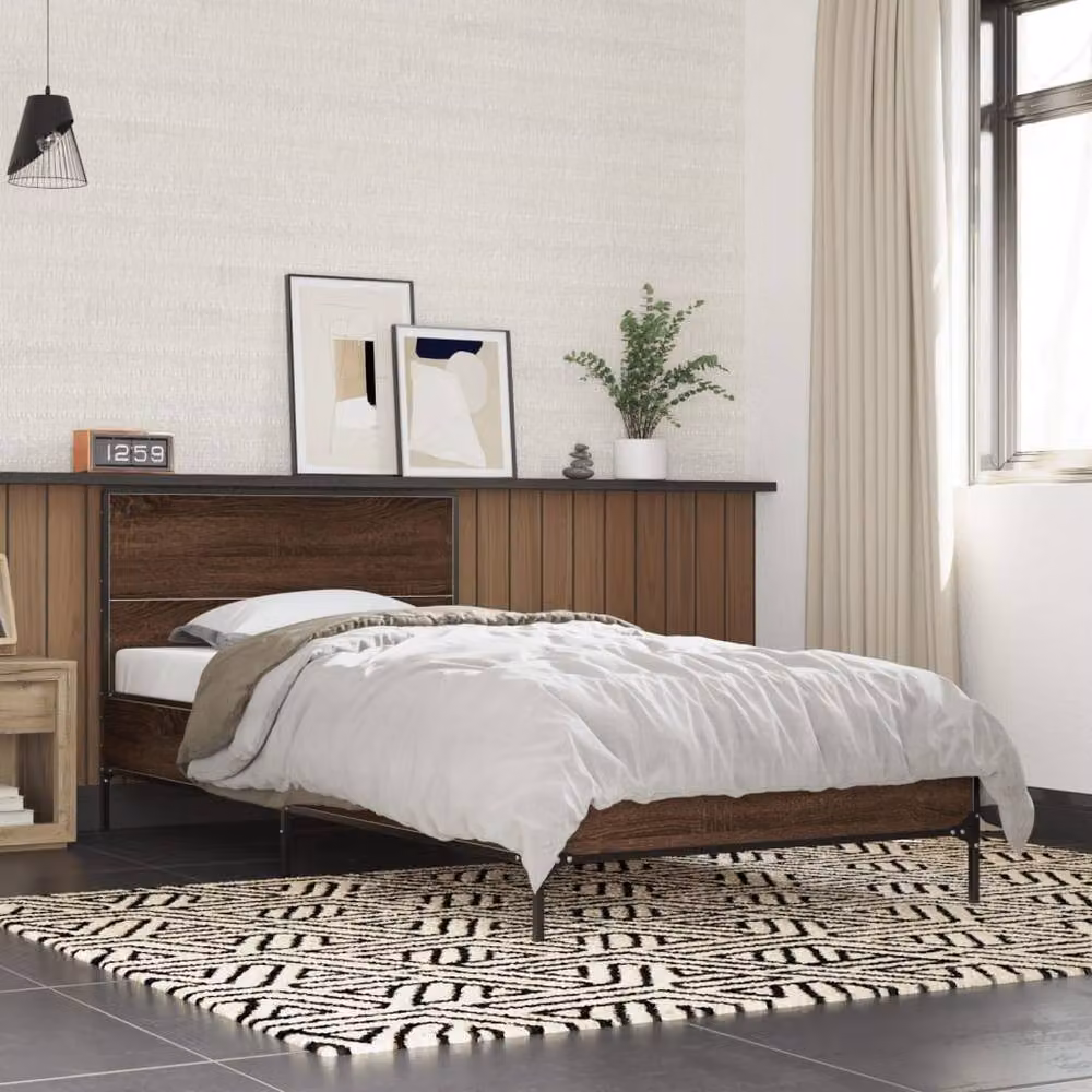 Berkfield Home Small Single Bed Frame in Brown Oak – 2