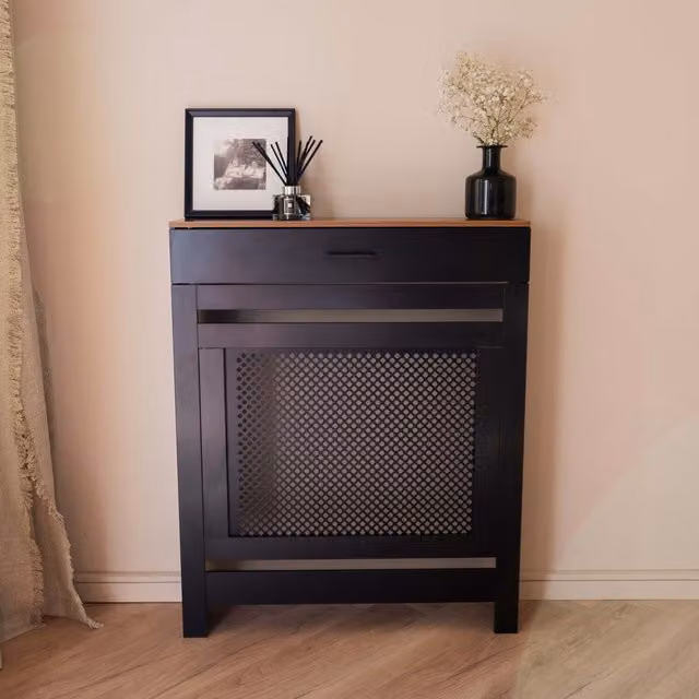 Jack Stonehouse Diamond Design Contrast Storage Radiator Cover in Black Small