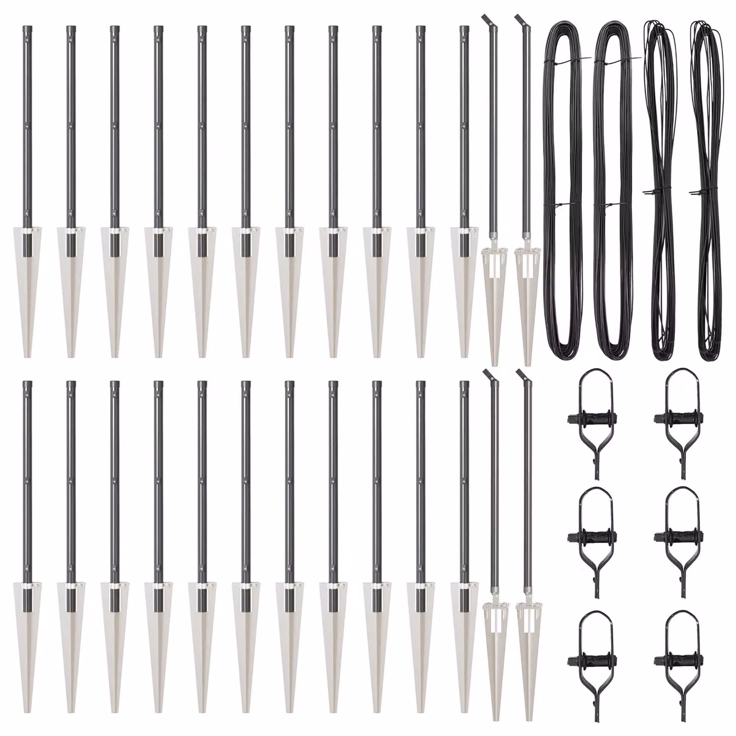 Berkfield Home Galvanised Steel Fence Posts with Spike, Grey, 26 Pieces, H: 80 cm, Diameter: 32 mm – 2