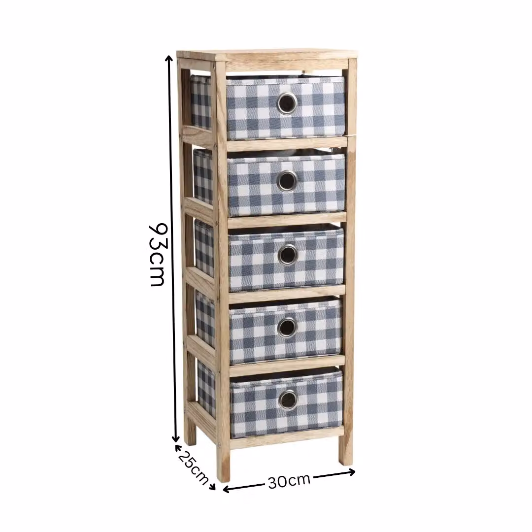 Home Source Wooden 5 Drawer Chest in Brown Coastal Style Bedroom Organiser – 4