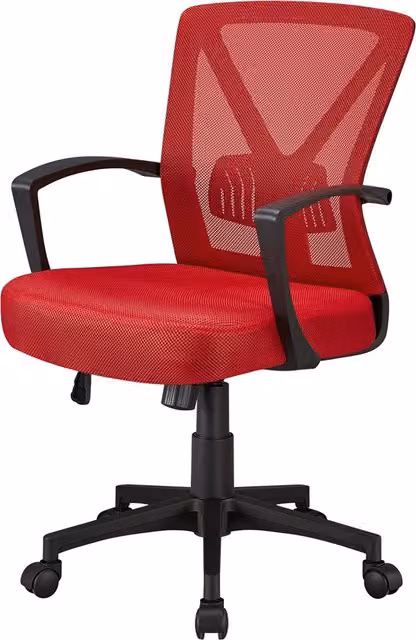 Yaheetech Modern Red Fabric Executive Office Chair with Armrests and Castors