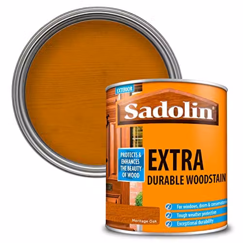 Sadolin Extra Durable Weatherproof Woodstain in Heritage Oak, Brown, 1L