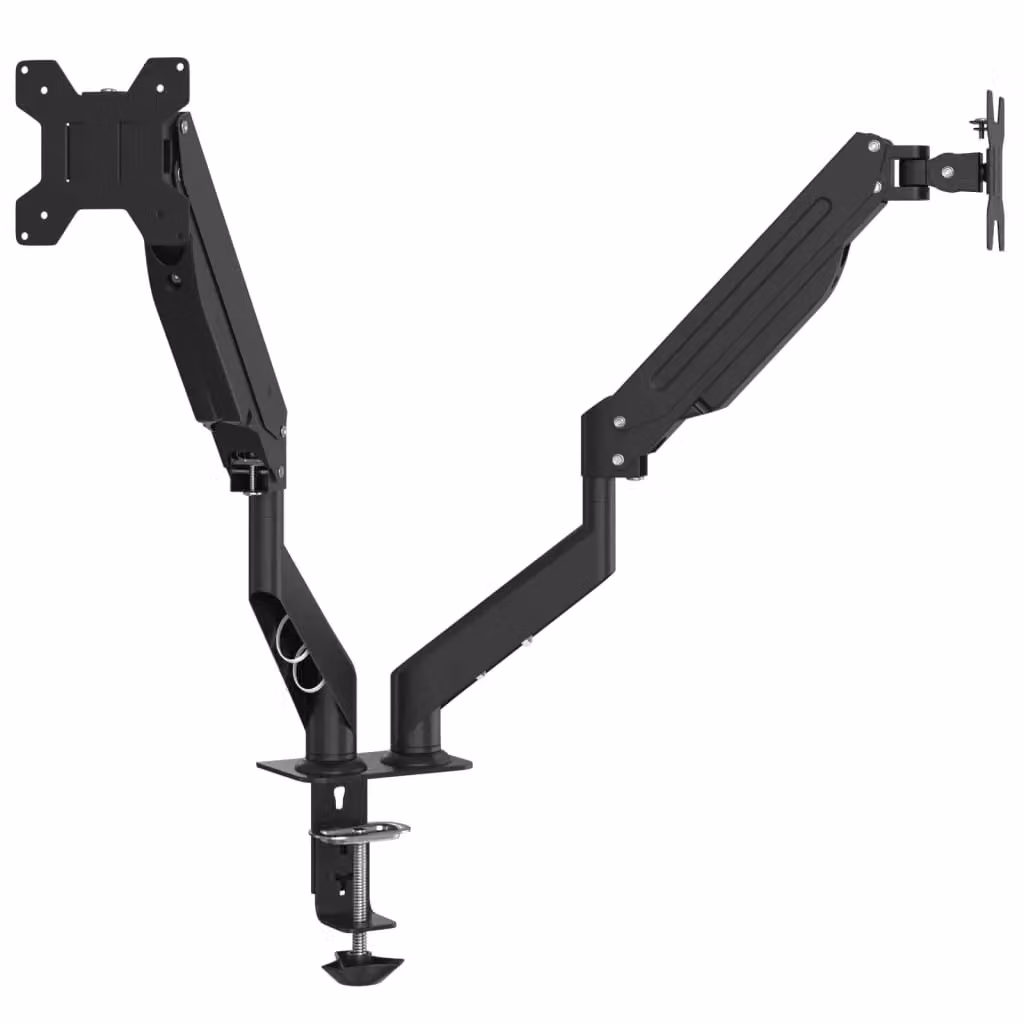 Berkfield Home Dual Monitor Arm for Screens up to 27 Inch with Gas Spring, Black – 2