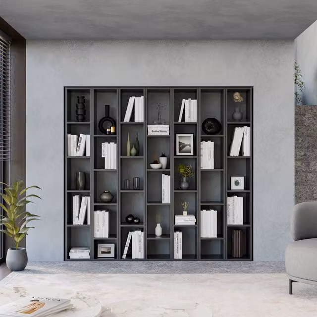 Decorotika Lion Modern Matt Black Bookcase
