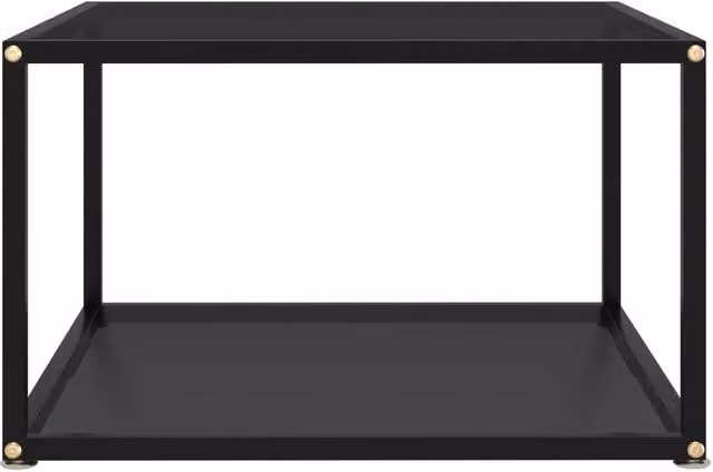 Berkfield Home Modern Black Square Coffee Table with Tempered Glass and Metal Legs W/D/H: 60 x 60 x 35 cm