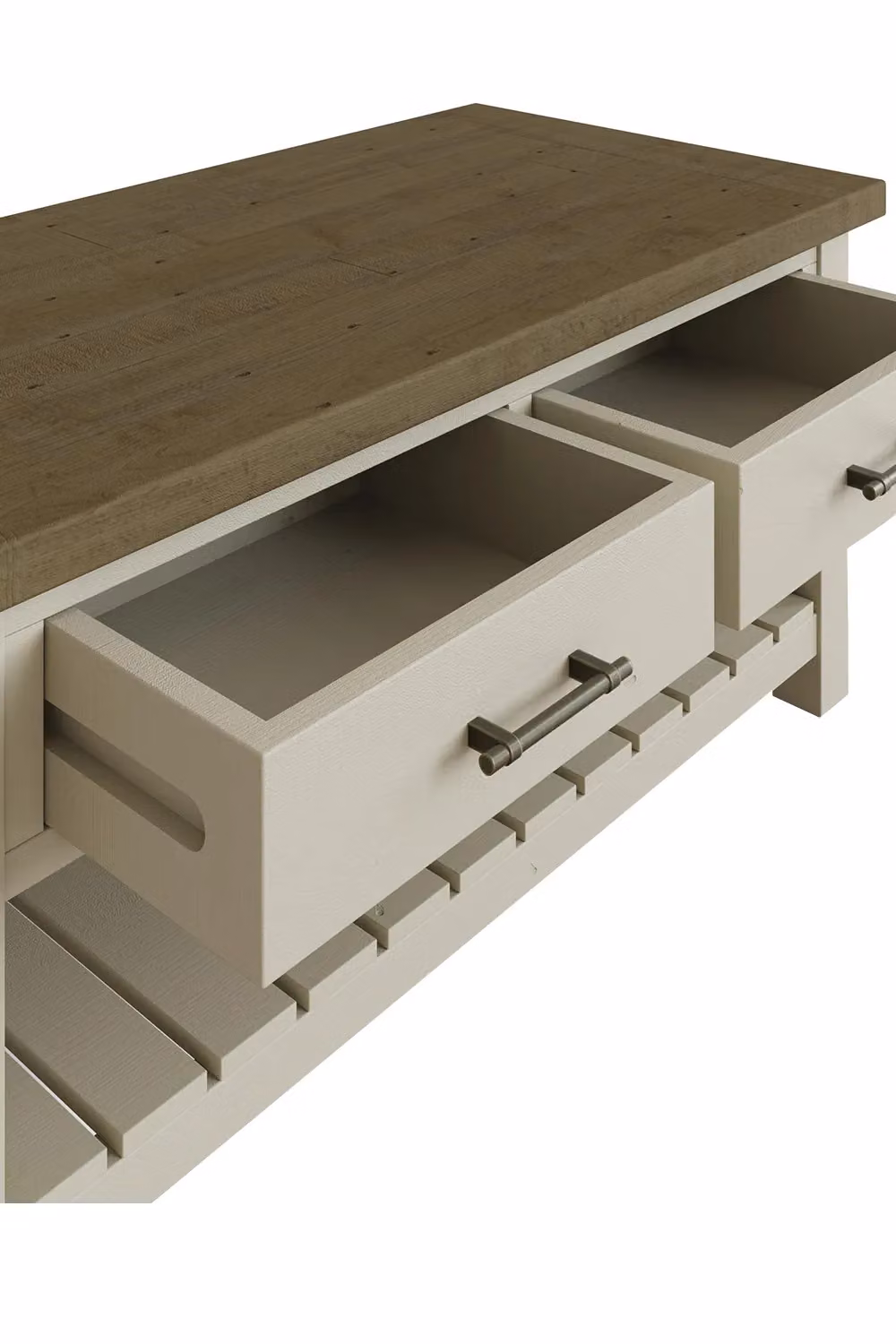 FWStyle Handmade Solid Reclaimed Truffle Pine 2 Drawer Coffee Table in Brown – 5
