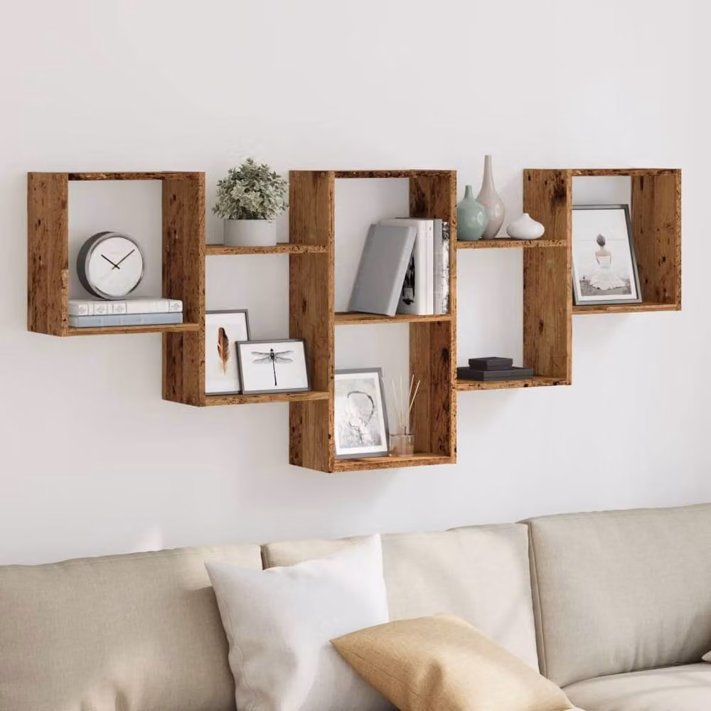 Berkfield Home Old Wood Wall Shelf in Brown, W: 159 cm, D: 18 cm, H: 66 cm – 2
