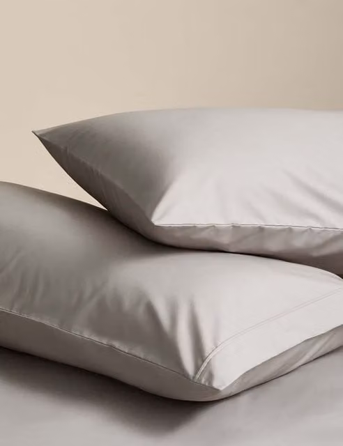 M&S 2 Pack Egyptian Cotton 230 Thread Count King Size Pillowcases in Grey Percale