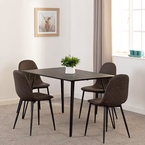 Seconique Marlow and Athens Dining Set in Black and Brown – 2