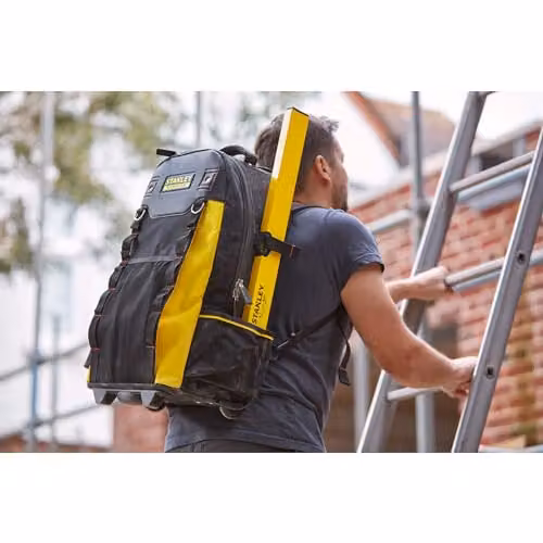 Stanley Fatmax Heavy-Duty Tool Bag Backpack on Wheels with Strap, Black and Multicolour – 4