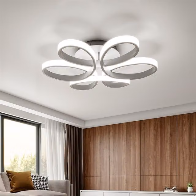 Livingandhome Acrylic Petal LED Ceiling Light, White, Diameter: 74 cm