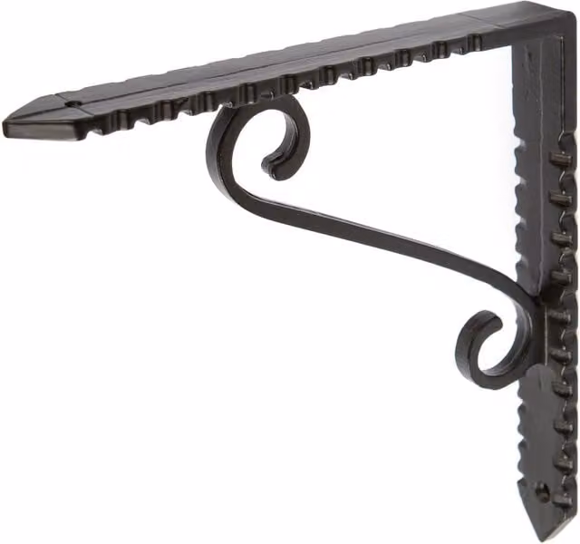 Hammer and Tongs Black Iron Notched Scroll Shelf Bracket 150mm