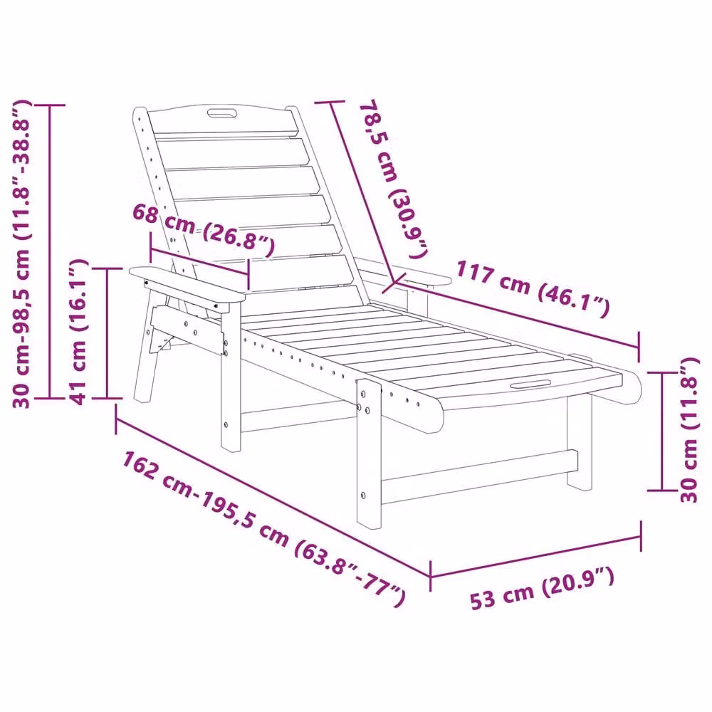 Berkfield Home Set of 2 Black Sun Loungers with Adjustable Headrests and Armrests, W/D/H: 162 x 53 x 98.5 cm – 8
