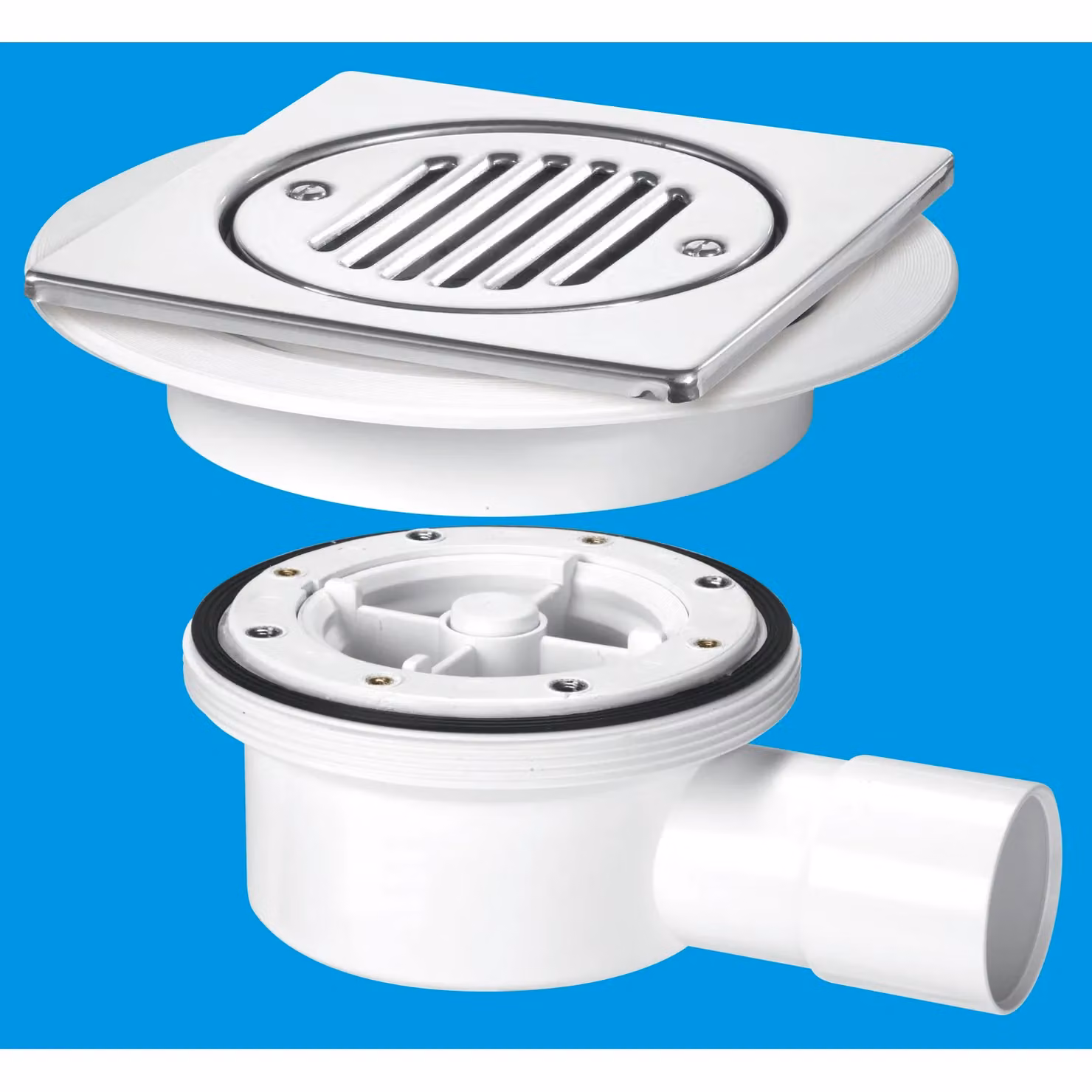 McAlpine VSG52T6SS Two-Piece Valve Shower Gully with Removable Tile Insert Grid in White – 2