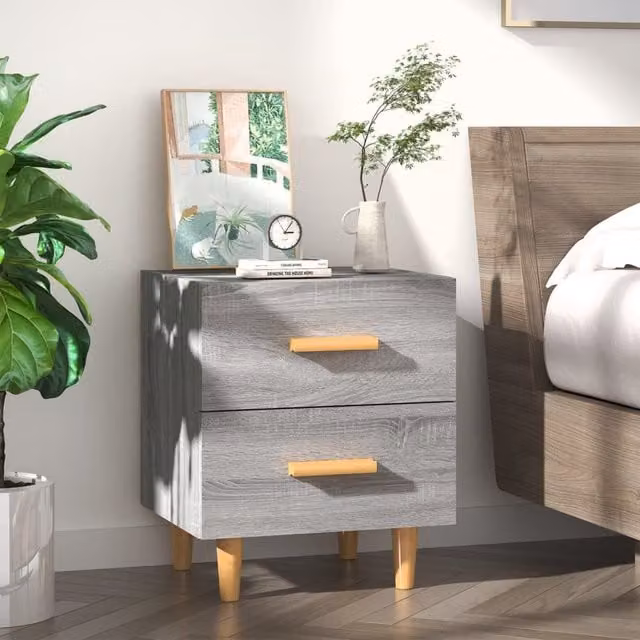Berkfield Home Bed Cabinet in Grey Sonoma, W: 40 cm, D: 35 cm, H: 47.5 cm
