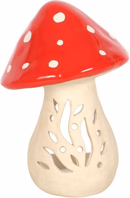 Something Different Ceramic Mushroom Tea Light Holder in Red
