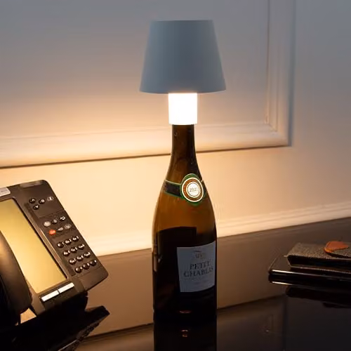 Global Gizmos 66319 LED Wireless Touch Activated Bottle Lamp Shade in White and Transparent – 6
