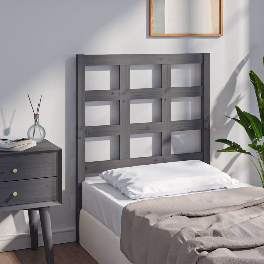 Berkfield Home Beautiful Bed Headboard in Grey Solid Pine Wood, W/D/H: 80.5 x 4 x 100 cm – 2
