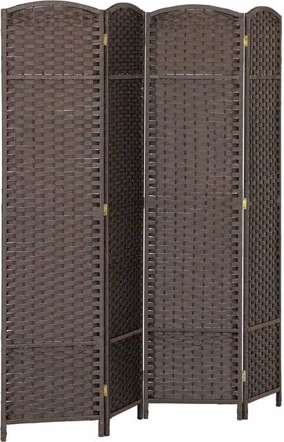 HOMCOM 4 Panel Folding Room Divider Privacy Screen in Brown, H 170 cm x W 160 cm – 1