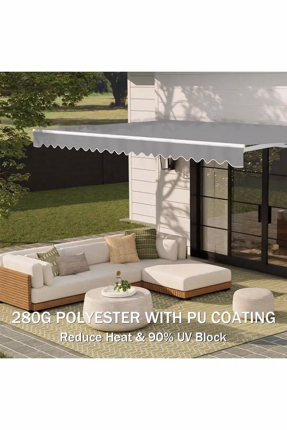 Living and Home Grey Window and Door Awning Canopy with Aluminium Brackets and Polyester Fabric – 4