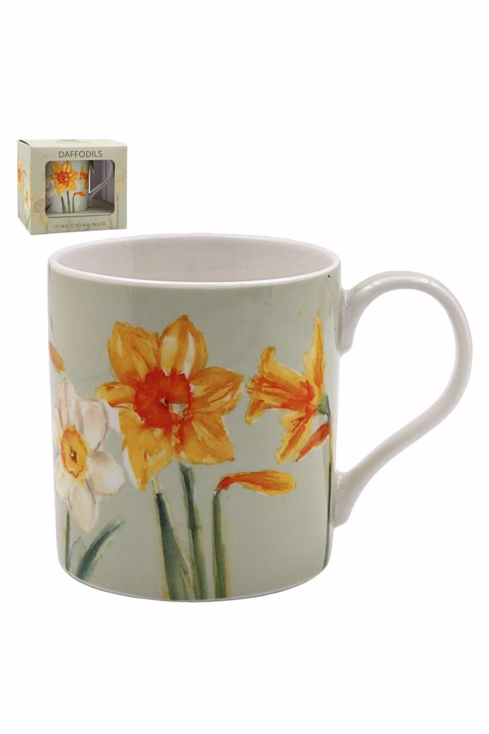 KDMD Yellow Daffodils Ceramic Floral Patterned Mug in Pale Green – 2