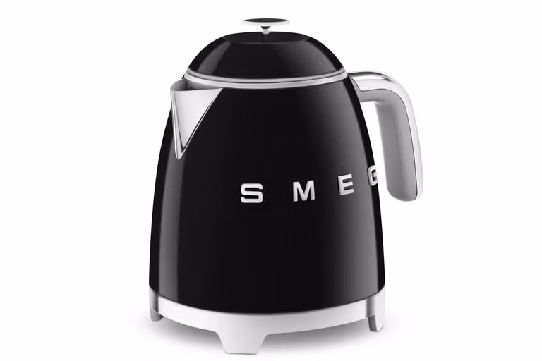 Smeg 50s Style Retro Mini-Kettle and 4-Slice Toaster Set, Stainless Steel Black