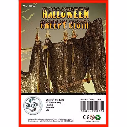 Shatchi Black Halloween Creepy Cloth Party Decoration for Tables, Doors, Windows and Walls