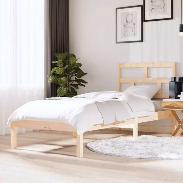 Berkfield Home Small Single Solid Pine Wood Bed Frame, Brown, W: 75 cm, L: 190 cm – 1