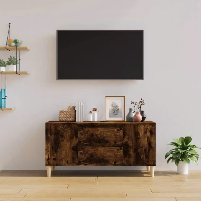 Berkfield Home Mid Century TV Cabinet in Smoked Oak Brown, W/D/H: 102 x 44.5 x 50 cm – 1