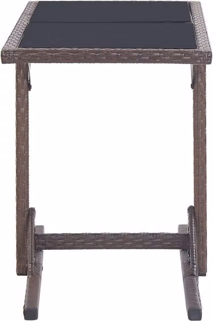 Berkfield Home Brown Poly Rattan and Glass Garden Table W/D/H: 110 x 53 x 72 cm