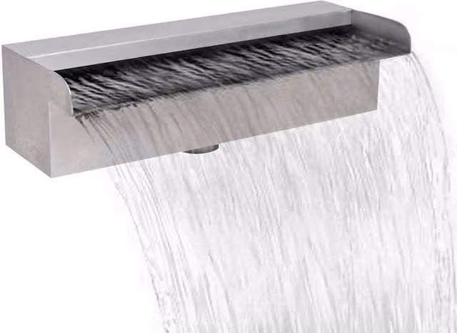 Berkfield Home Rectangular Waterfall Pool Fountain in Silver Stainless Steel, Width: 30 cm