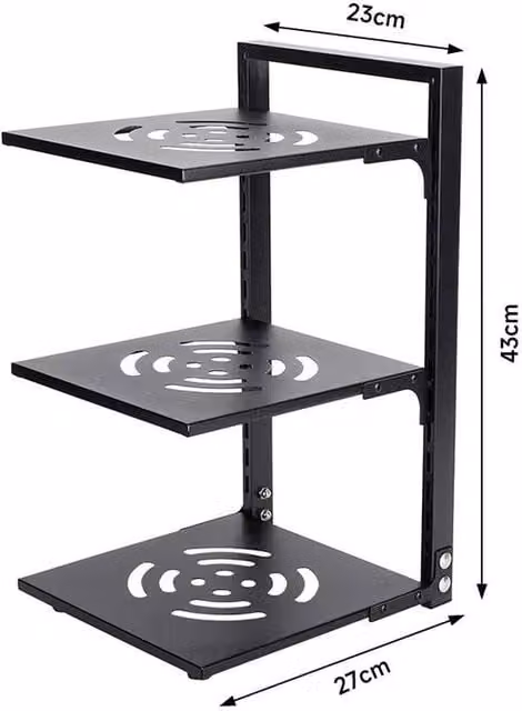 PAWNORA 3-Tier Metal Kitchen Pan and Saucepan Rack, Black, W: 43.0 cm, D: 23.0 cm