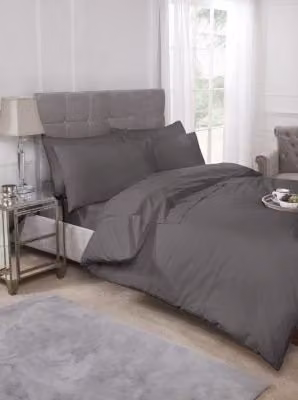 New Edge Blinds Grey Percale Duvet Cover, W/D/H: 90 x 200 cm
