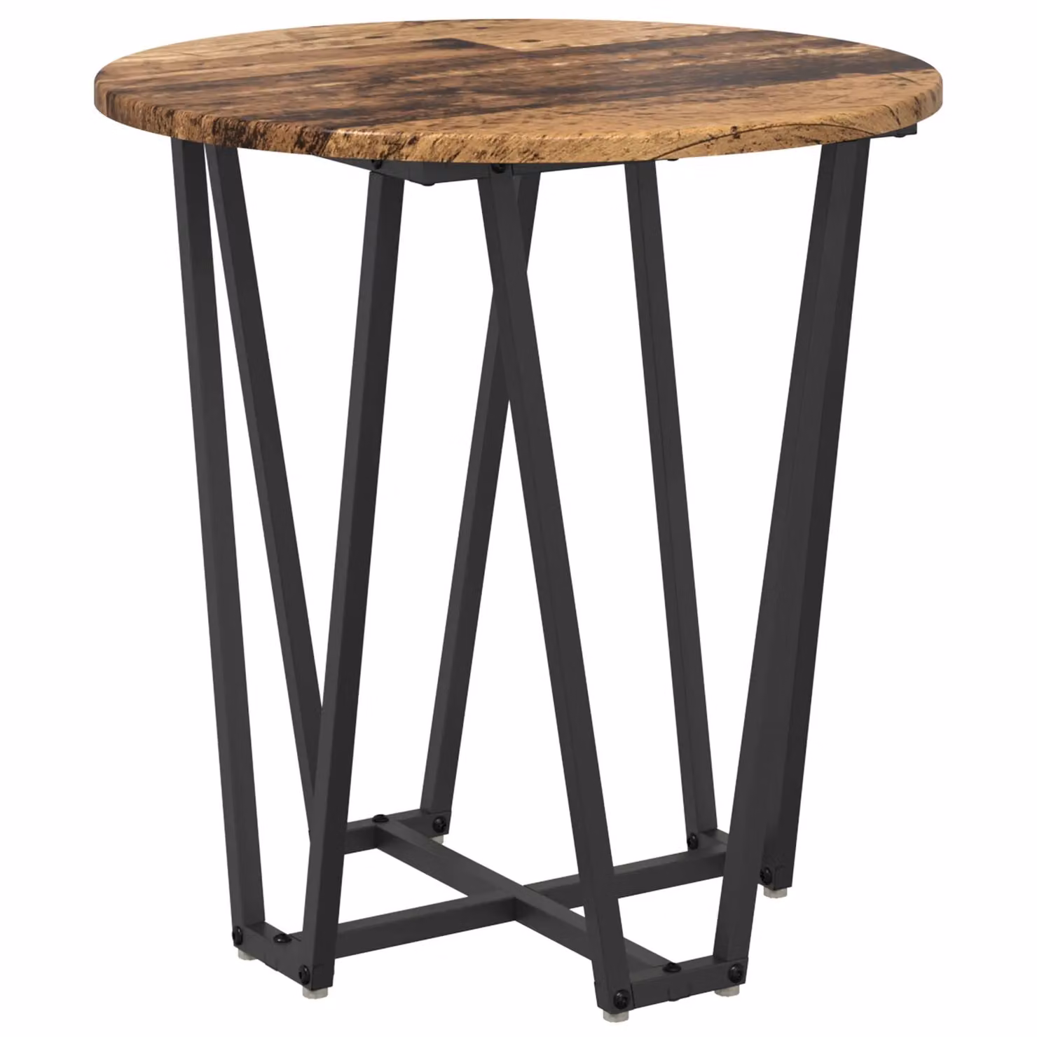 Berkfield Home Industrial Round Side Table Set of 2 in Brown Wood and Metal – 3