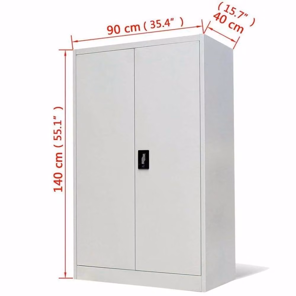 PAWNORA Modern Metal Storage Cabinet in Matt Grey with Hinged Doors and Adjustable Shelves – 1