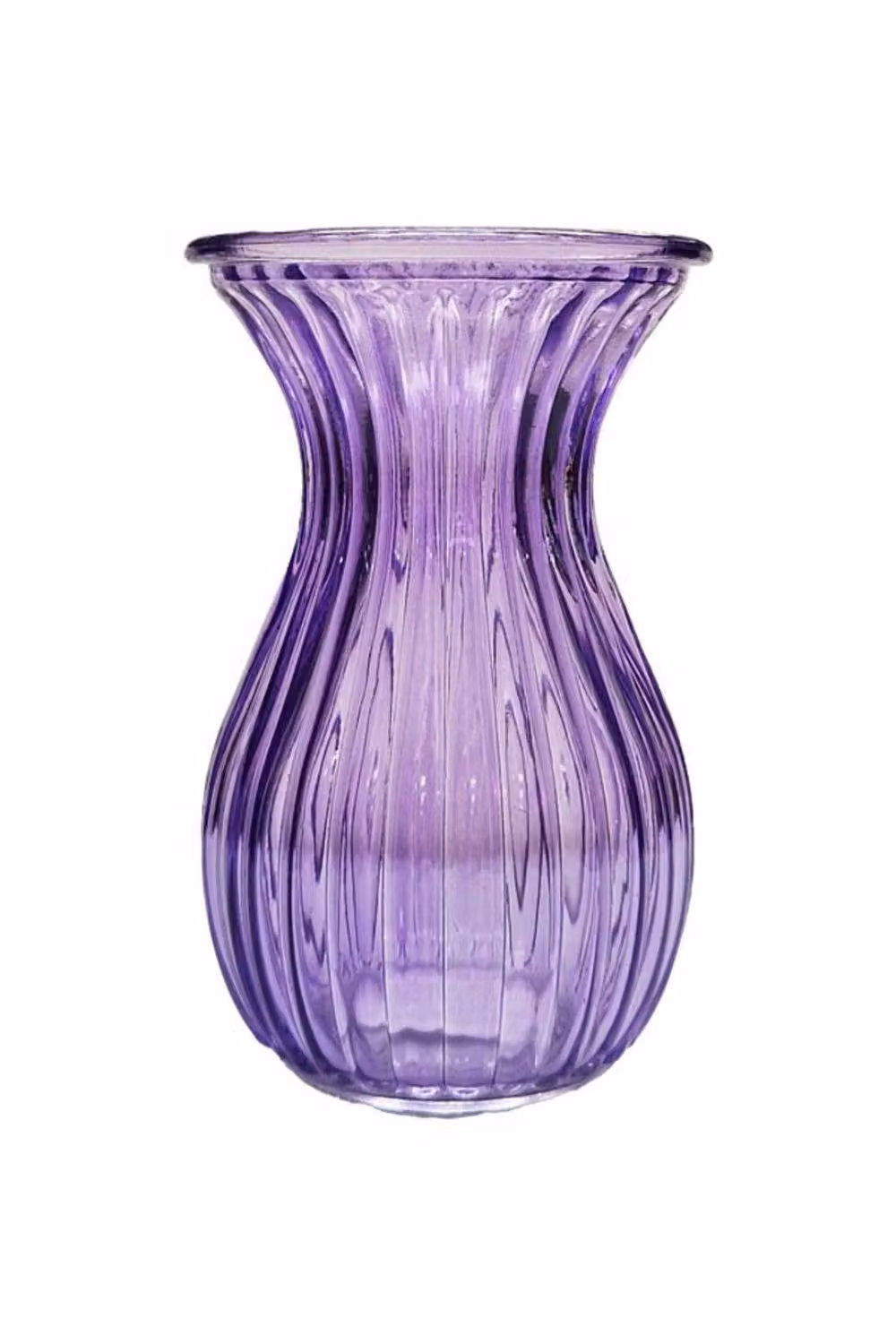 KDMD Lilac Harper Fluted and Flared Glass Vase, 6 Pack, Purple, Height: 14 cm – 2