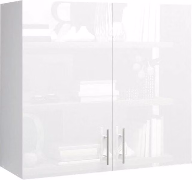 SPETLEK Modern Glossy White Wall Unit Kitchen Storage Cabinet with Internal Shelves – 1