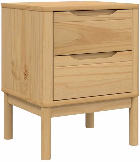 Berkfield Home Floro Bedside Cabinet in Wax Brown Solid Pine Wood, W: 45 cm, D: 39 cm, H: 57 cm – 1