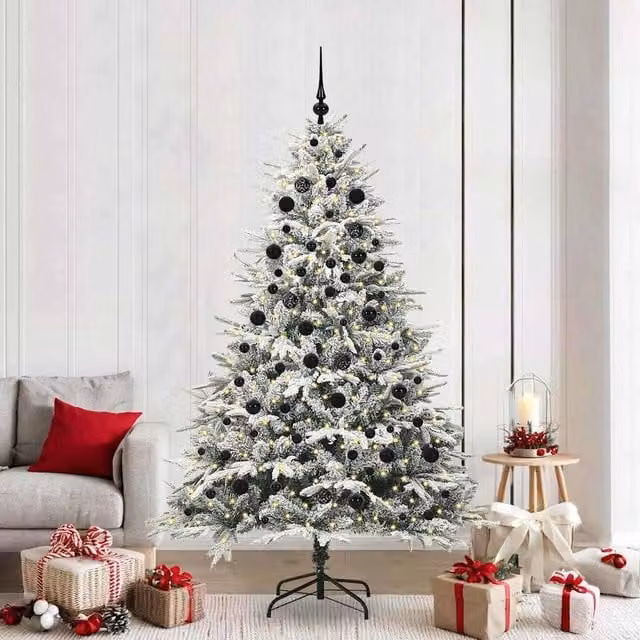 Berkfield Home Artificial Pre-lit Christmas Tree with Ball Set, Green, Height: 210 cm
