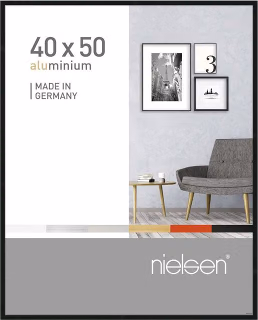 Nielsen Design Pixel Minimalist Single Picture Frame, Black, Metal and Glass, W: 40 cm, H: 50 cm