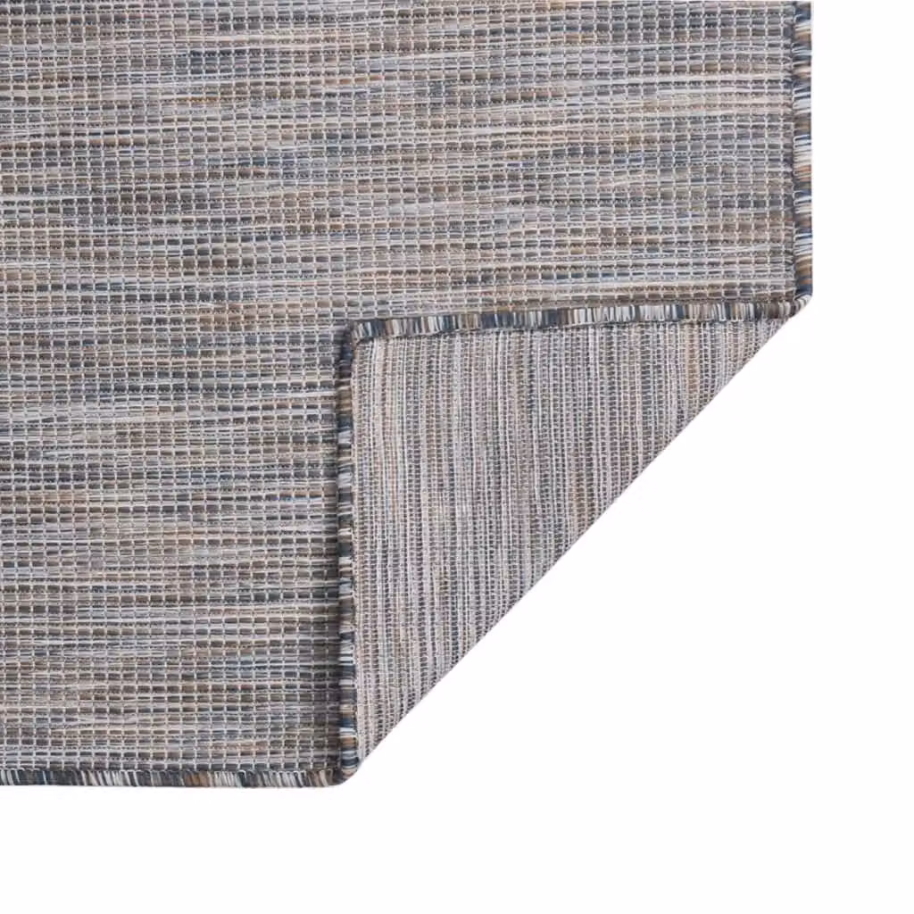 Berkfield Home Outdoor Flatweave Round Rug in Brown, Blue and Black, Diameter: 100 cm – 1