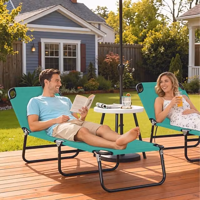 Outsunny Portable Folding Sun Lounger with 3 Positions in Green