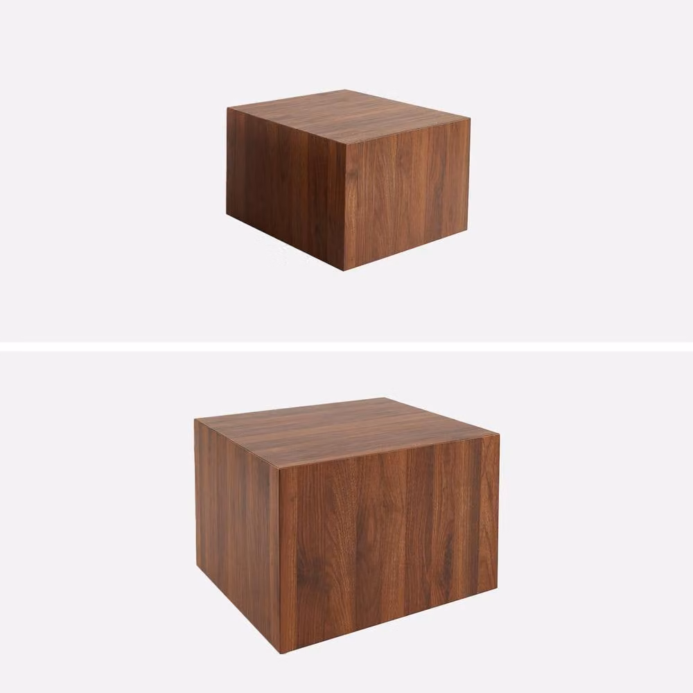 sweeek Set of 2 Square Wood Effect Nesting Coffee Tables in Dark Brown – 3