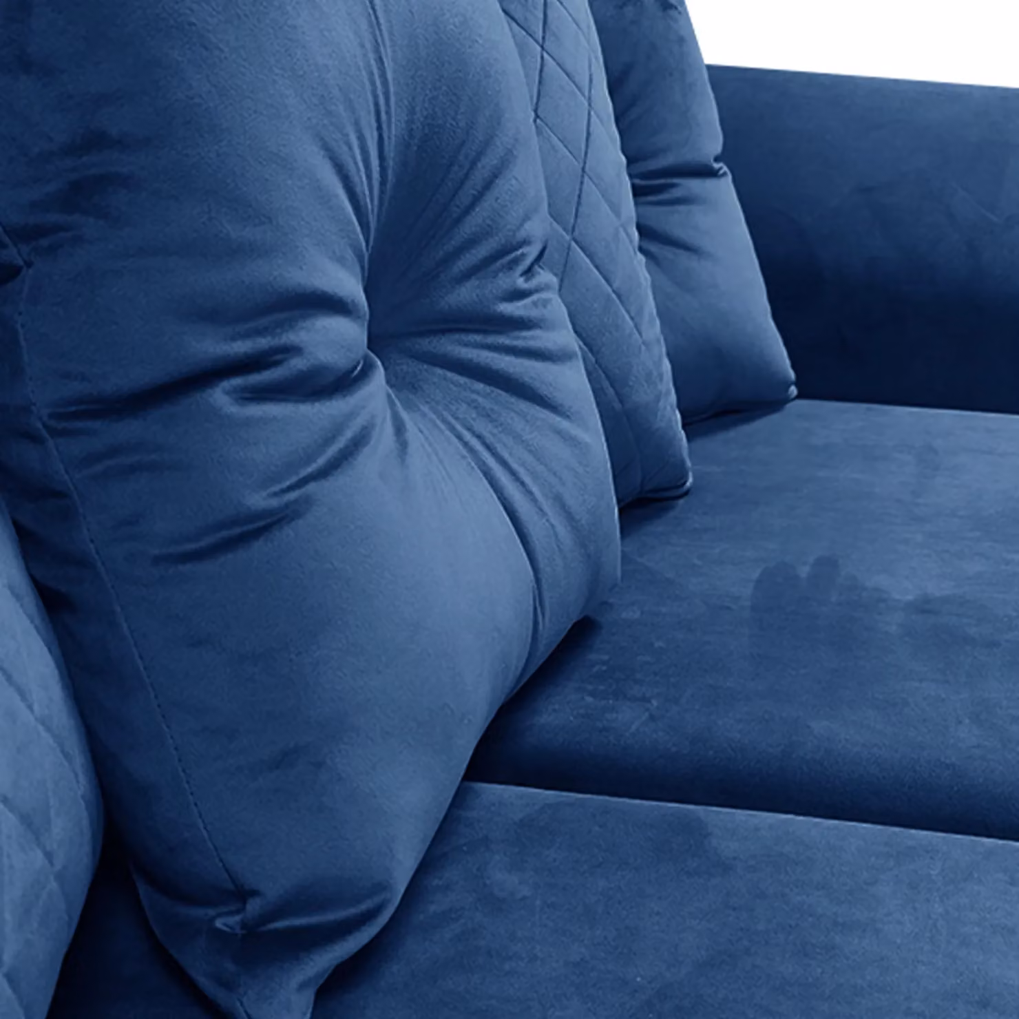 Furnishings For Less UK Victoria 2 Seater Sofa in Blue Soft Plush Velvet Fabric with Scatter Back – 4
