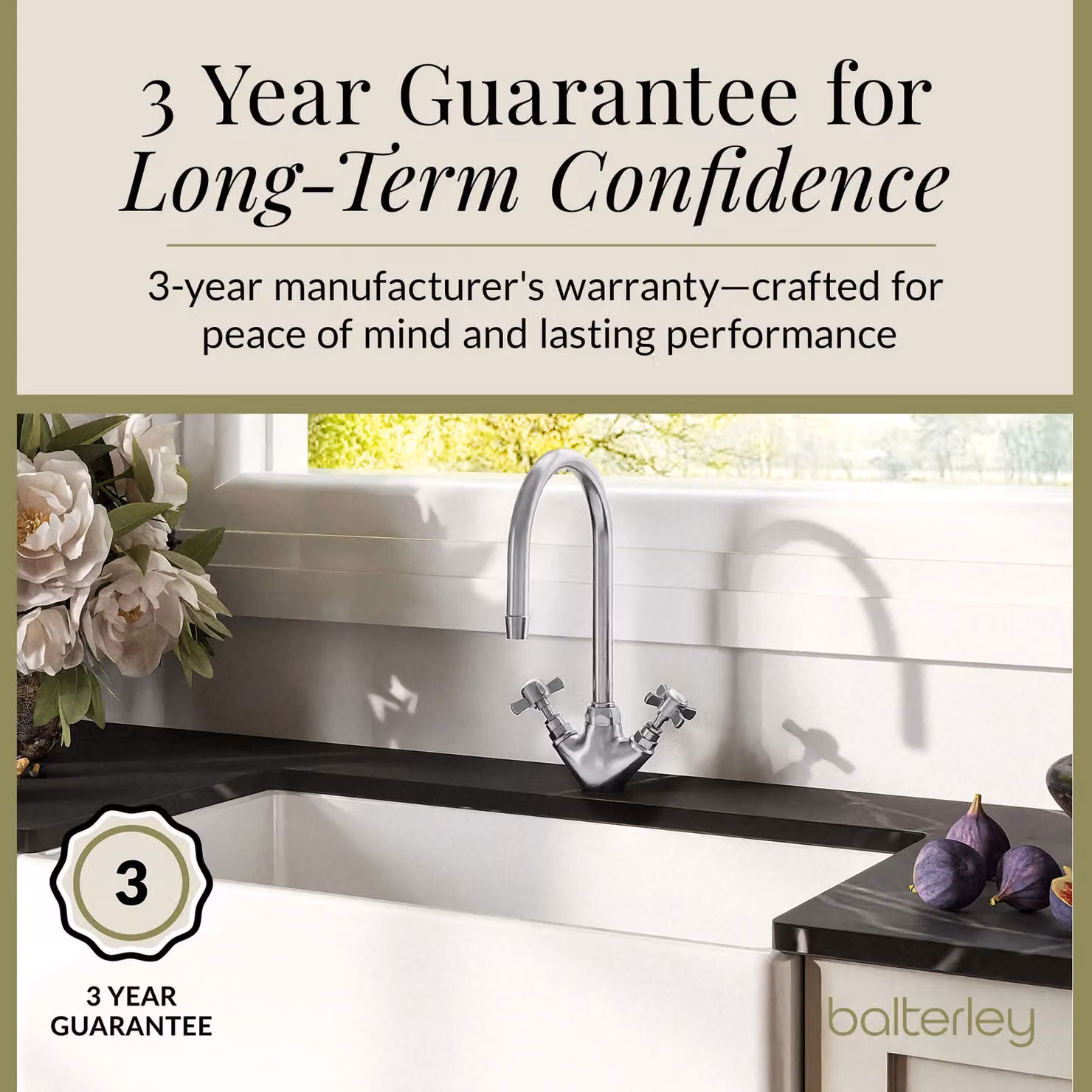 Balterley Traditional Kitchen Sink Mono Mixer Tap, Brushed Nickel Crosshead, Silver – 3