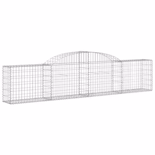 vidaXL Set of 4 Arched Gabion Baskets in Silver Galvanised Steel, H 60/80 x W 30 x D 30 cm – 1