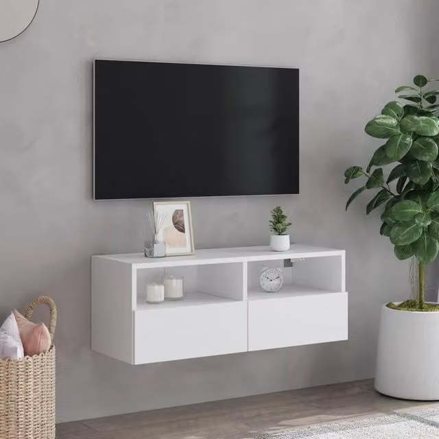Berkfield Home White Modern Wall Mounted TV Cabinet W/D/H: 80 x 30 x 30 cm – 1