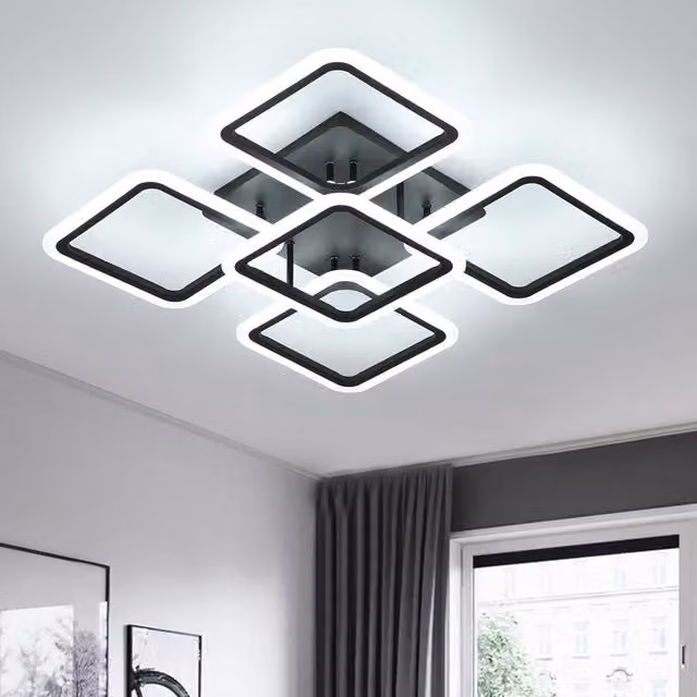 COMELY Modern Square Black LED Ceiling Light, 65W, 6500K Cool White – 1