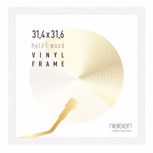 Nielsen Design Modern Square Vinyl Record Display Frame in White Wood, W/H: 34 x 34 cm, Depth: 2.5 cm – 1